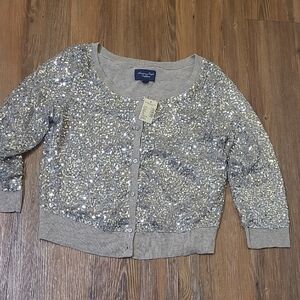 American Eagle Outfitters Silver‎ Sequin Sweater for women zise m